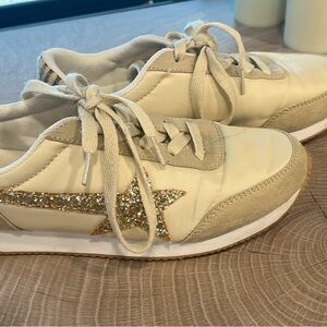 Very G Cream and Gold Star Sneakers